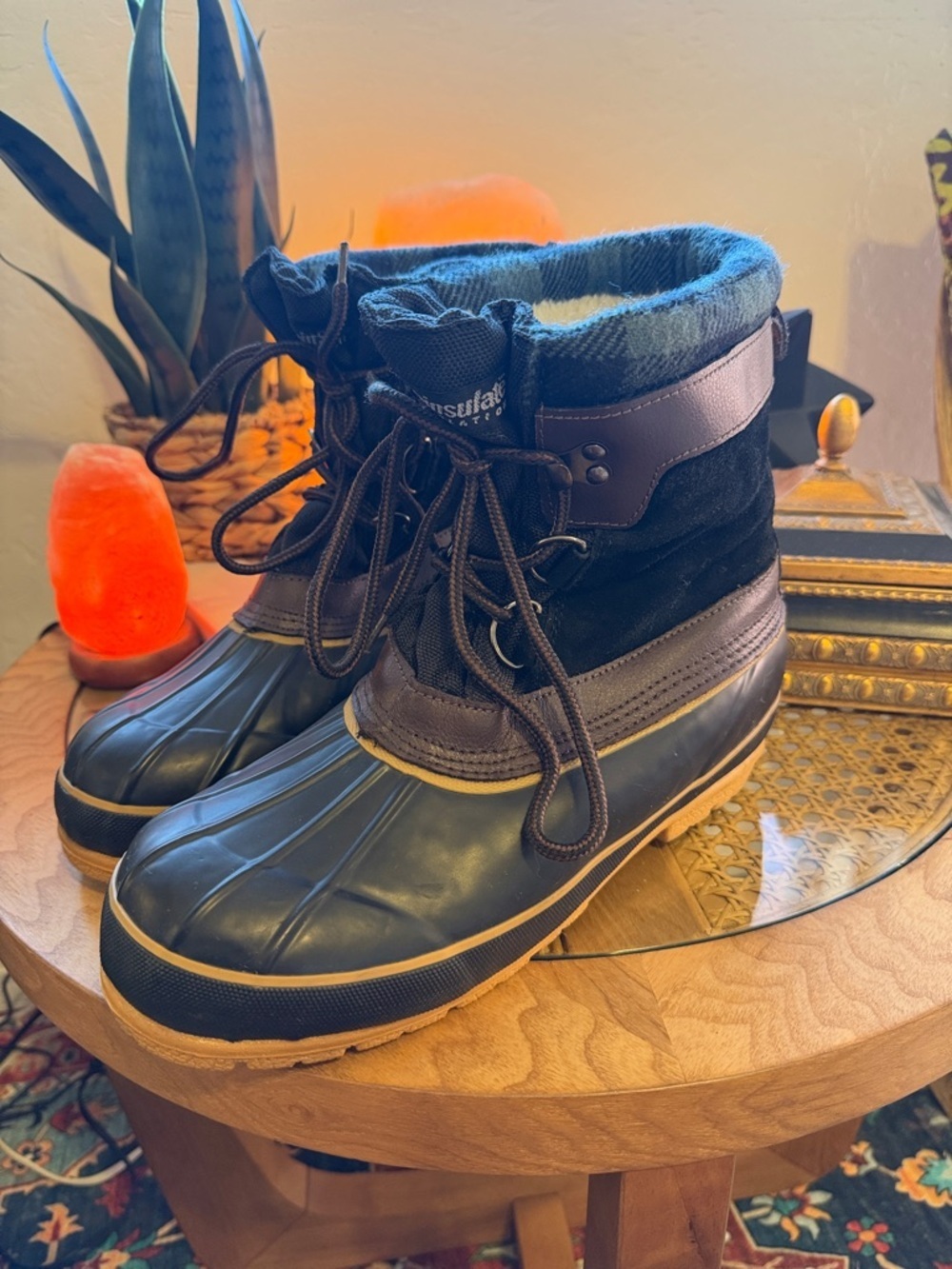 Insulated Brown and Black Men's Winter Duck Boots - Waterproof